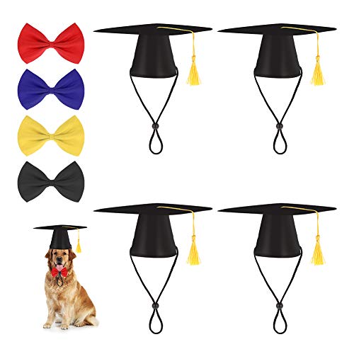 SUSSURRO Pet Graduation Caps 4 Pieces Pet  Dogs Cats Graduation Caps Hat