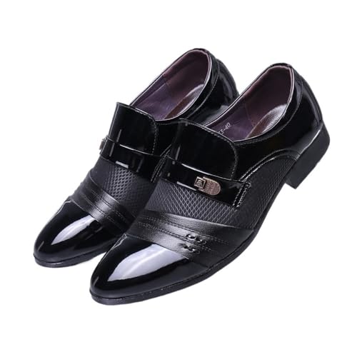 Men's Business Leather Shoes Men's Casual Large Size Shoes Men's Large Size Pointed Shoes Oxfords(Black,10)