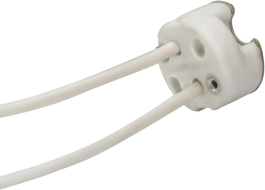 Pack of 20,G5.3 / GU5.3 / MR16 / G4 / MR11 Round Ceramic LED Halogen Lamp Light Bulb Socket Holder Base Wire Connector Adapter MR16 (20 Pack)