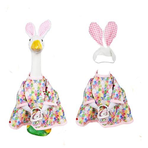 Sumetamii Easter Porch Goose Outfits Porch Goose Spring Easter Bunny Costume for 23 Inch Large Goose Statue Outdoor Porch Goose Spring Clothes for Patio Garden Porch Yard Lawn Decor (Easter Bunny)
