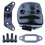 MoSundi Dual Port für Schalldämpfer Montagesatz mit Halterung, Dichtung und Schrauben für Husqvarna 365 371 372XP 385 390XP Kettensäge für Modelle, Schwarz