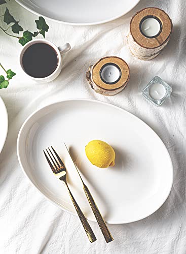 Sweese 716.101 Oval Serving Platters, 13.3 Inch White Porcelain Serving Platters For Party, Large Oval Serving Trays Serving Plates For Fish Dish, Steak, Restaurant, Dessert Shop, Set Of 2 #TOP6