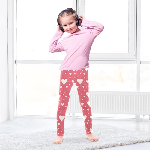 Love Pink Pattern Girls Leggings Ultra Soft Compression Yoga Gym Pants for Kids 4-10T4