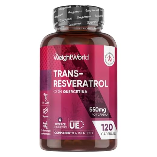 Trans Resveratrol con Quercetina 550mg - 120 Cápsulas - Fuente Natural de Antioxidantes de 98% de Knotweed Japonés y Sophora Japonica - 4 Meses de Suministro - Apto para Veganos y Sin Gluten