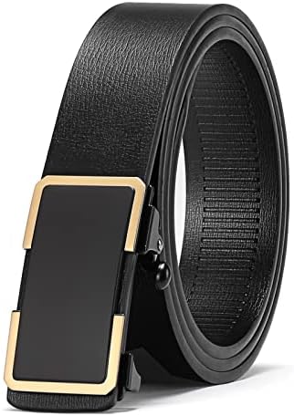 SENDEFN Ratchet Belt for Men Automatic Slide Buckle Adjustable Men Leather Belts for Dress Casual Pants Shirts Jeans