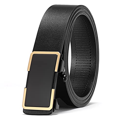 SENDEFN Ratchet Belt for Men Automatic Slide Buckle Adjustable Men Leather Belts for Dress Casual Pants Shirts Jeans