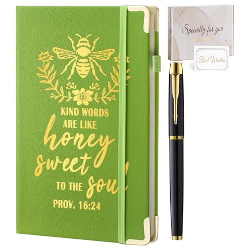 Cuaderno de cuero de abeja con bolígrafo y bolsillo diario A5 de 200 páginas con líneas