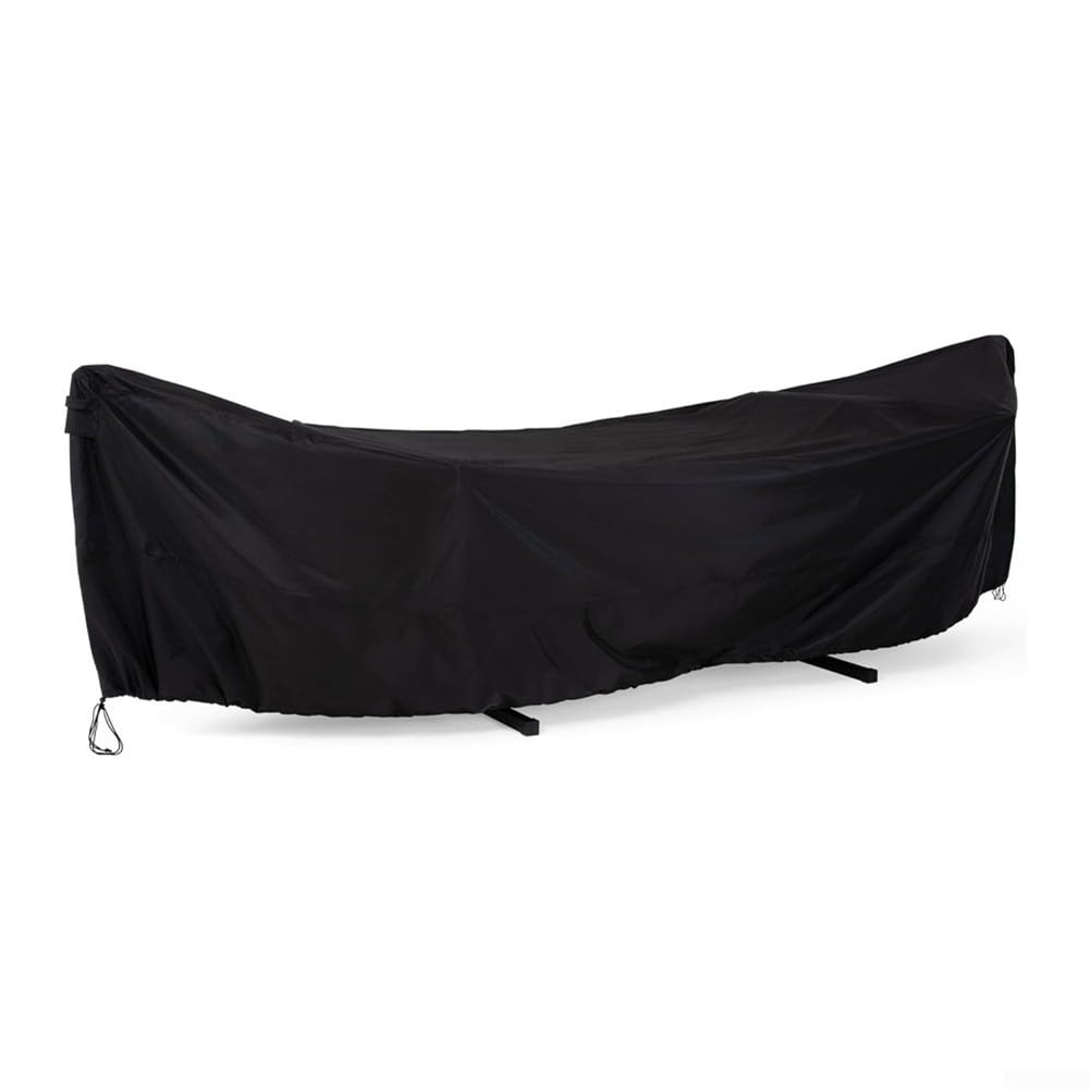 Oniissy Housse d'extérieur en tissu Oxford 210D imperméable et résistant aux UV pour hamacs avec ourlet élastique et sangles coupe-vent Noir 370 x 140 x 93 cm