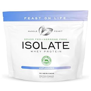 Muscle Feast Grass-Fed Whey Protein Isolate, All Natural Hormone Free Pasture Raised, Unflavored, 5lb