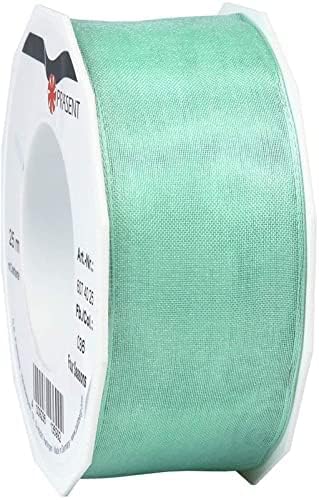 UKIYO | Organza Ribbon(15+ Color Variations Inside) (L-35 Meters,W-1 Inch) | Ribbon for Gift Wrapping,Gift Bows Making, Decoration,Bags Handle (Pack of 1, Aqua Green)