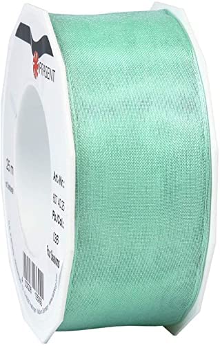 Image of UKIYO | Organza Ribbon(15+ Color Variations Inside) (L-35 Meters,W-1 Inch) | Ribbon for Gift Wrapping,Gift Bows Making, Decoration,Bags Handle (Pack of 3, Aqua Green)