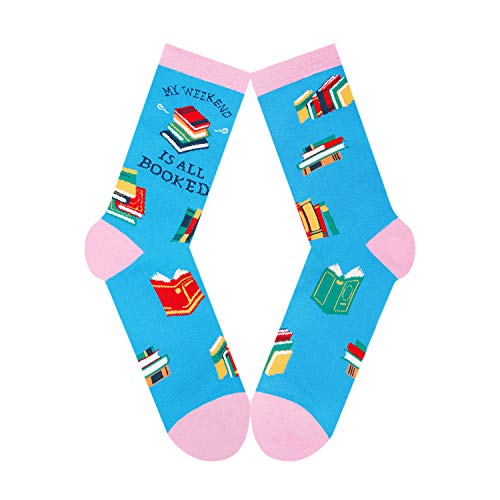 Happypop Women's Funny Pickle Book Donut Novelty Gifts,2 Pack Socks, Book 2 Pack, Medium #TOP5