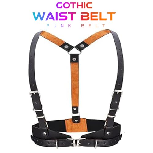 CLOACE Punk Waist Belt Gothic Black Leather Wide Waist Belts Elastic Cosplay Halloween Body Chain Accessory for Women2