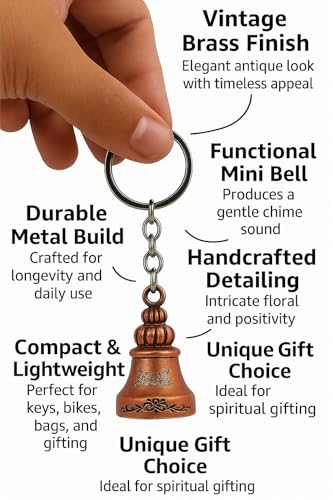 Image of Classic Antique Tibetan Temple Bell Shaped Keyring for Gift Gaurdian bell for Car Bike Bags Metal Key ring Key Chain Bag Charm Gift