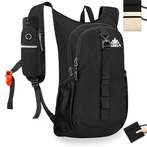 VOBUYING 15L Small Hiking Backpack Foldable Ultralight Trekking Camping Outdoors Backpack for Women Men (black)