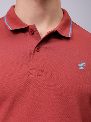 Image of The Indian Garage Co Men Slim Fit Solid Polo Neck Half Sleeves Tshirt