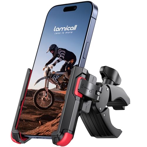 Lamicall Support Téléphone Vélo, Support Téléphone Moto - [1S Verrouillage] 360° Rotation, Ne Bloque Pas Caméra, Stable & Sûr, pour iPhone...