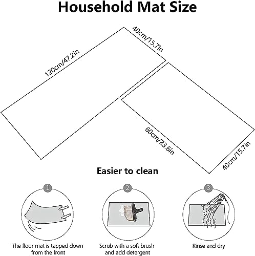 Image of Yagzon Anti Fatigue Kitchen Rug Sets 2 Piece Non Slip Kitchen Mats for Floor Cushioned Kitchen Rugs and Mats Waterproof Comfort Standing Mat Runner for Kitchen