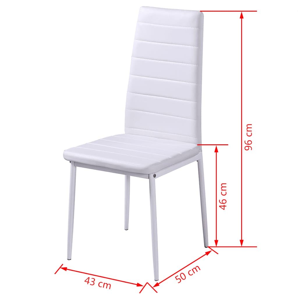 7-TLG. Essgruppe Schwarz Weiß mit gehärtetem Glas Tisch und Kunstleder Stühlen, 120x60x74 cm Esszimmer Sitzgruppe für Küche Wohnzimmer, modernes Design platzsparend und komfortabel