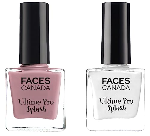 Image of FACESCANADA Faces Splash Glossy Finish Nail Enamel, Floral Dream 56, 8 Ml & Faces Canada Splash Glossy Nail Enamel, White O White 14, 8 Ml