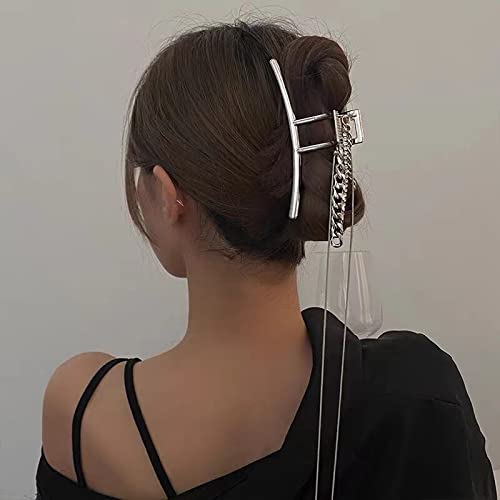 Spinka do włosów metalowy łańcuch Tassl pazury do włosów duży srebrny kolor Barrettes spinki do włosów duże spinki do włosów akcesoria do włosów dla kobiet nakrycia głowy Hairgrip