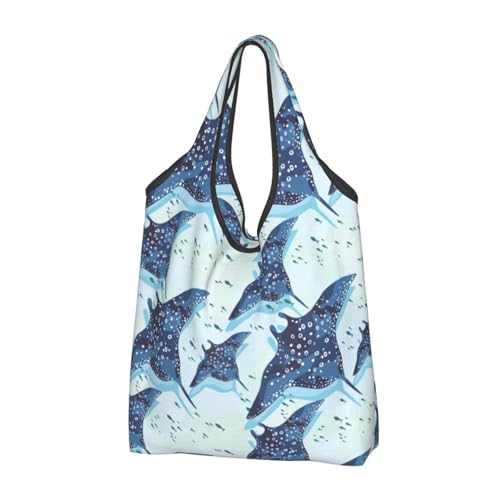 Sac fourre-tout réutilisable grand sac épicerie pliable tissu bleu femme