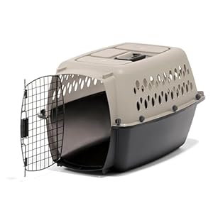 Petmate Vari Dog Kennel – Portable Dog Carriers & Crates for Small Dogs, Airline-Friendly, Durable Plastic, Pet Carrier For Home and Travel, 24 Inches, Taupe and Black