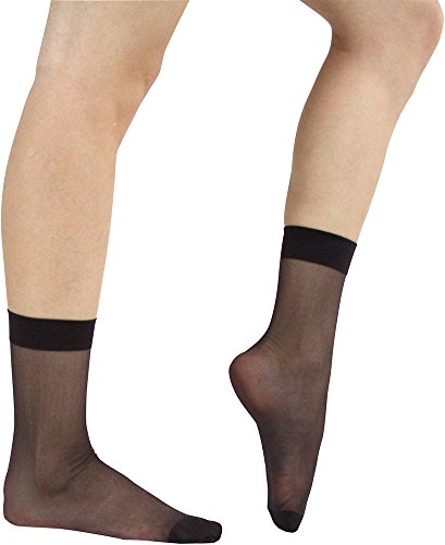 Image of ToBeInStyle Women's Pack of 6 Trendy Sheer Nylon Crew Sock Stockings