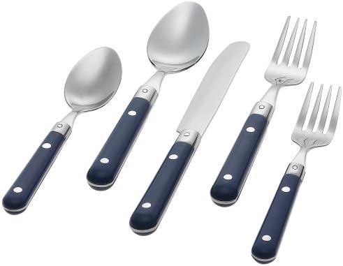 Ginkgo International Le Prix 5-Piece Stainless Steel Flatware Place Setting, Bright Blue, Service for 1