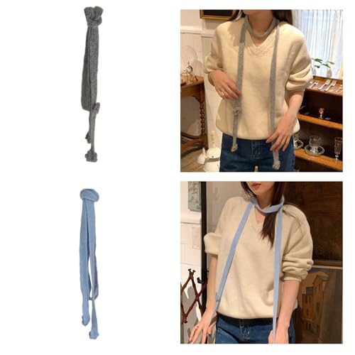 Knit Scarf, Knit Scarf for Women, Long Skinny Belt Necktie Neck Scarf, Girls Photo Props Long Neckerchief, Skinny Scarf Necktie2
