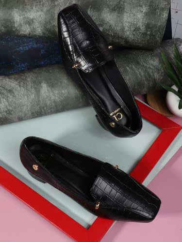 Image of Carlton London Women Stylish Slipon Pump Shoes with Block Heels, Square Toe for Party, Office and Daily Use