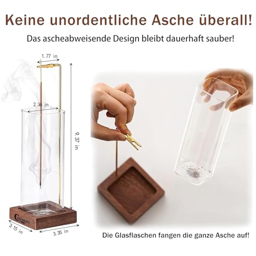 Ceremony Räucherstäbchen Halter, Räucherstäbchenhalter mit Abnehmbarem Aschefänger Aus Glas,Incense Holder spirituelle deko Yoga deko