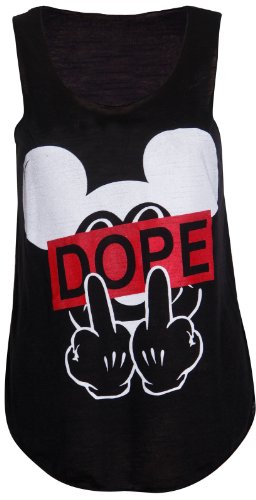 Ladies Mickey Dope Vest Top size 8-10 (uk 12-14) black Ladies Mickey Dope Vest Top size 8-10 (uk 12-14) black