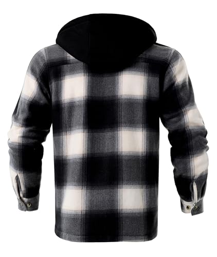 Image of Gary Com Heavy Thick Flannel Plaid Jacket Sherpa Fleece Lined Hoodies for Men Zip Up Winter Warm Coat Zipper Sweatshirt