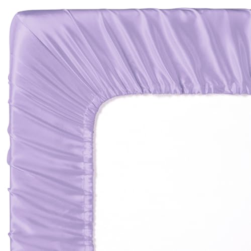 Image of Entisn 28x52 Satin Fitted Crib Sheet 2 Pack, Light Purple