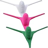 Mens Mini Bikini Contour Pouch G-string Thong Underwear Thin Ice Silk T-back Micro Underpants Tiny Waist Sheer Tangas 3-Pack(White,Pink,Green) M