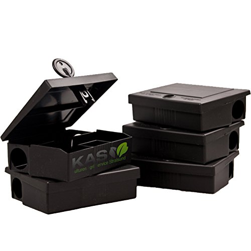 Preisvergleich Produktbild KAS - Köderbox für Mäuse - Mäuseköderbox Mäusefalle Köder Mäusegift (5, Schwarz)