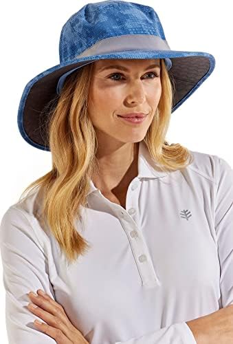 Coolibar UPF 50+ Men's Women's Fore Golf Hat - Sun Protective (Large/X-Large- Blue Digital Camo)