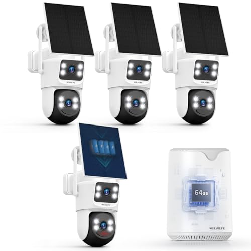 Image of WEILAILIFE 【Auto Tracking & 2-Way Audio】 Security Cameras Wireless Outdoor, WiFi Home Video Surveillance Systems, Solar Powered PTZ Security Camera System DVR Kits