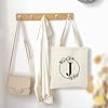 Personalized Initial Monogrammed Canvas Tote Bag Cosmetic Bags, Suitable for Birthday, Wedding, Beach, Holiday, Great Gifts for Women, Mom, Teachers, Nurses, Best Friends (J) #4