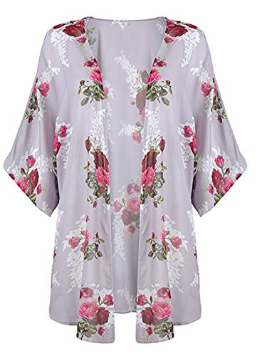 Image of CASURESS Women's Cardigan-Sheer Kimono Loose Summer Floral Print Cover Ups