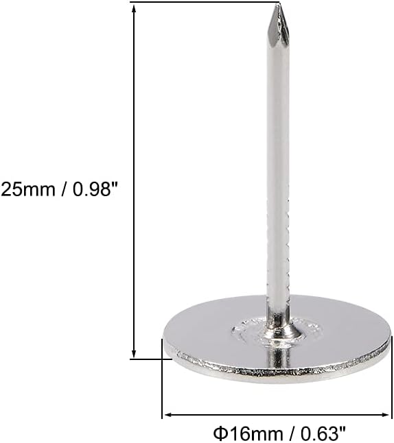 Generic Upholstery Nails Tacks 16mmx25mm Flat Head Furniture Nails Silver Tone for Furniture Sofa Headboards, 60 Pcs