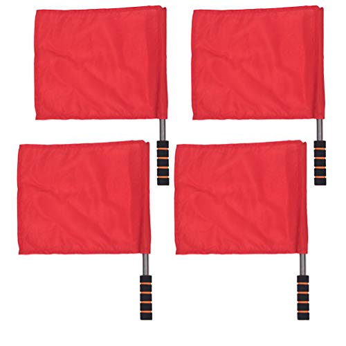 Sewroro 4pcs Sports Linesman Flags Referee Flag Flag Events Match Training Flags with Stainless Steel Pole Stick (Red)