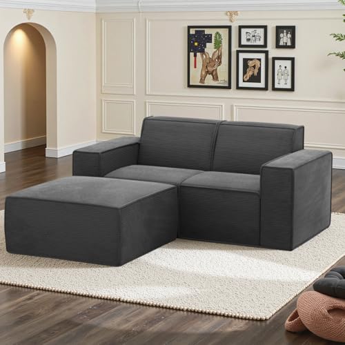 Cozy Castle 71" Loveseat Sofa, L Shaped Comfy Corduroy Boneless