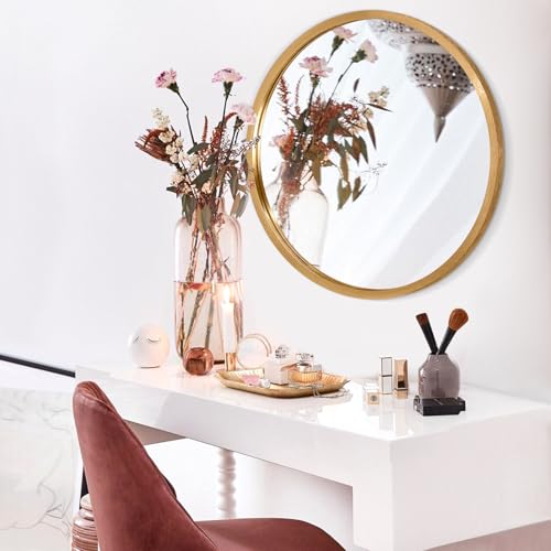 Image of AOAOPQ Small Matte Frame Circle Mirror for Wall Round Mirror for Bathroom Entryway Living Room Hallway Bedroom Gold Mirror Entryway Vanity
