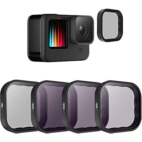 REYGEAK 4-Pack Lens Filter CPL ND8 ND16 ND32 Compatible for GoPro Hero 11 black Hero 10/Hero 9 Black, Neutral Density and Polarizing Lens Filter Kit Lens Protector for Go Pro 11/10/9 Accessories Cover