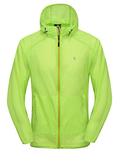 Little Donkey Andy Mens UPF 50 Sun Protection Jacket Packable Lightweight Full Zip Hoodie for Running Travel Outdoors Fluorescent Yellow L