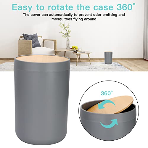 JOTOM 7 Pieces Bamboo Bathroom Accessories Bathroom Accessory Set Luxury Modern Plastic Bath Set Toothbrush Holder Tumbler Qtip Holder Toilet Brush Set Soap Dish Trash Can Soap Dispenser Gift (Grey) - Image 5