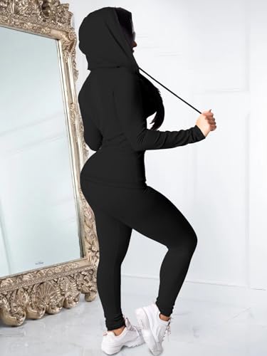Women Two Piece Outfits Workout Sets Bodycon Legging Jacket Tracksuit Zip Up Hoodie Jogger Matching Sweat Pants Set2