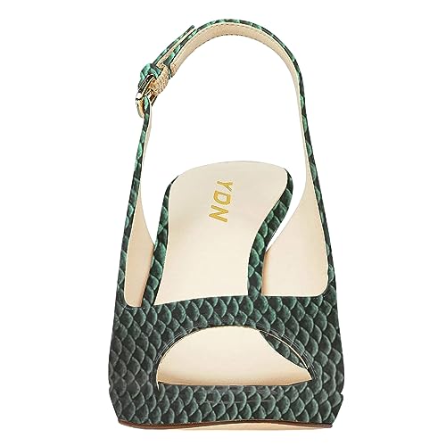 YDN Women Sexy High Heels Pumps Peep Toe Platform Block Slingback Dress Shoes Size 4-16 US4